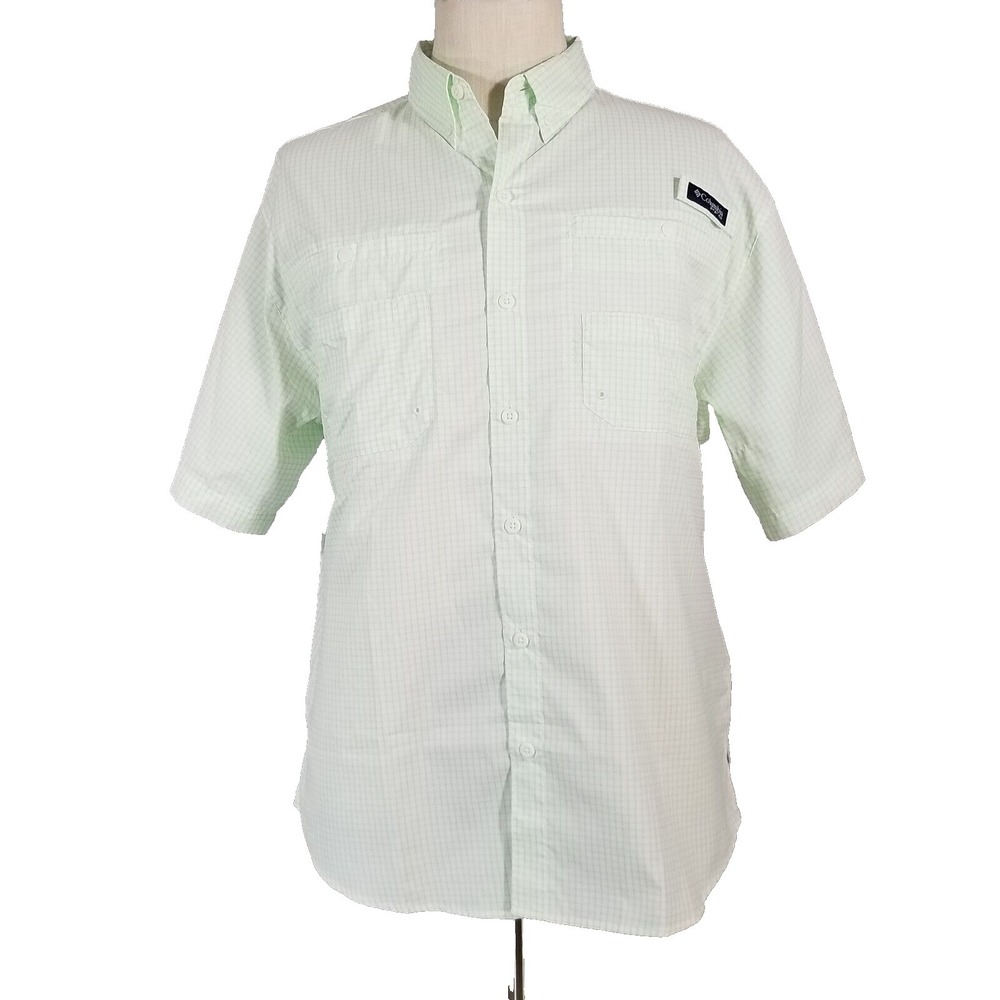 Columbia Omni shade super Tamiami shirt men's medium Green short sleeve
